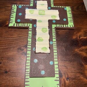 Decorative Green and Brown Cross Wall Art